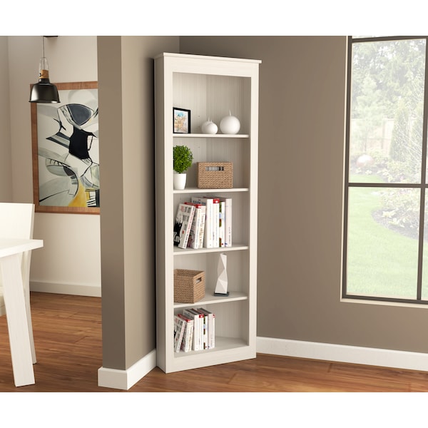 Corner Bookshelf Wall Unit 70.9 in. H 5-shelf in Washed Oak